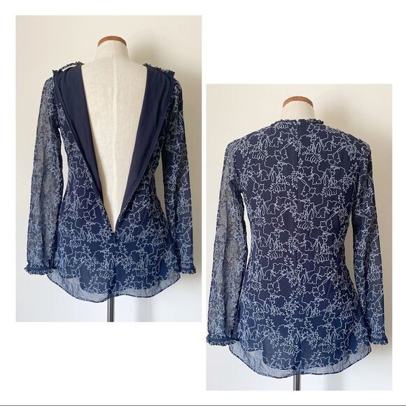 Anthropologie Shoshanna Blue embroidered lace top NWOT size Small - Picture 6 of 6